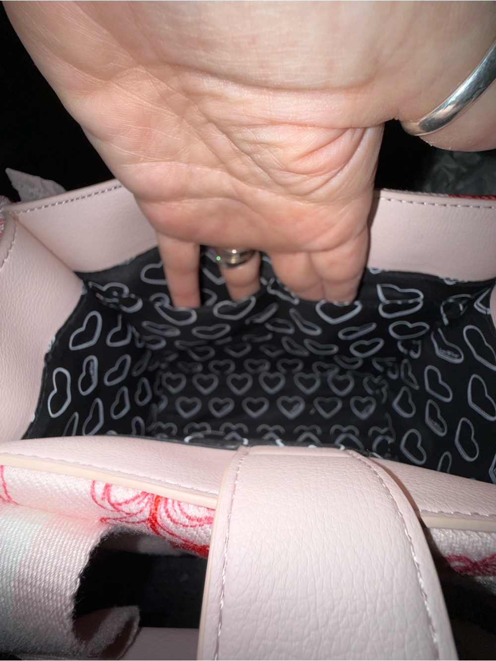 NEW LUV BETSEY JOHNSON Pink Red Cherry RUFFLE TOP HANDLE crossbody pompom Bag - Picture 12 of 16